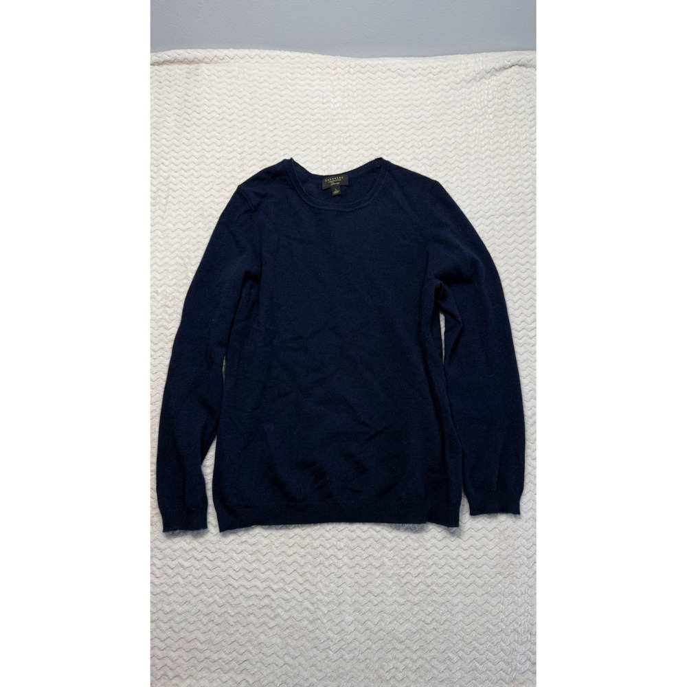 Charter Club Luxury 100% Cashmere Navy Blue Crew Neck Sweater Large 4431